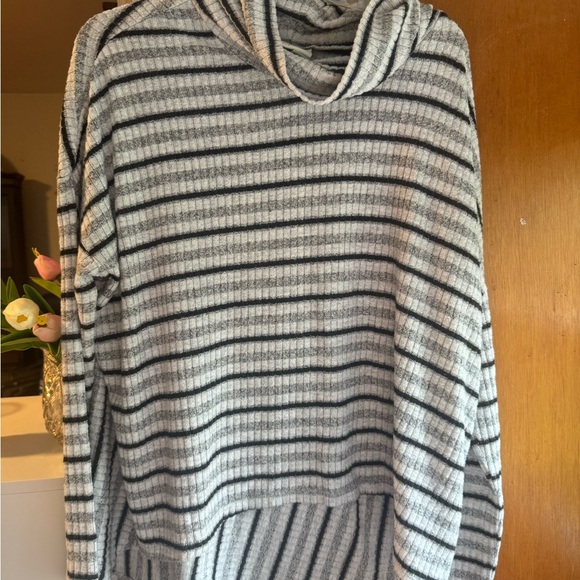Striped Gray and Black Women's Sweater - Picture 1 of 2
